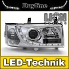 DAYLINE LED Tagfahrlicht Scheinwerfer VW T4 Bus Transporter Caravelle Chrom