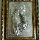 Madonna m Kind Bild Relief Silber 925 Holzrahmen Creazioni Art Italien G 2,4 kg 