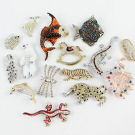 15 x Vintage & Retro BROOCHES inc. Rhinestone, Animal, Fist, Reptile, Enamel